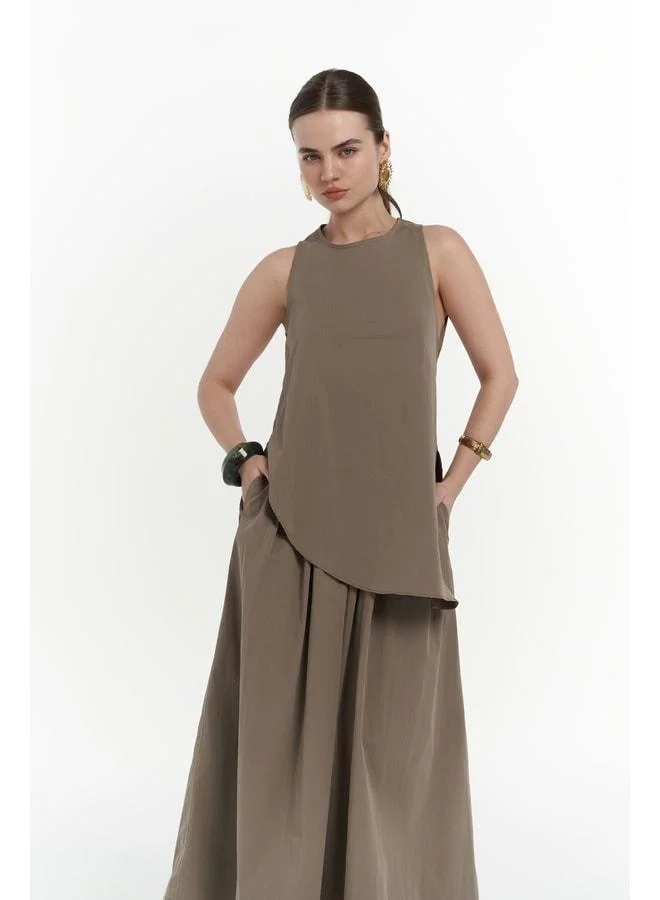 Delos Haki Blouse Skirt Set.