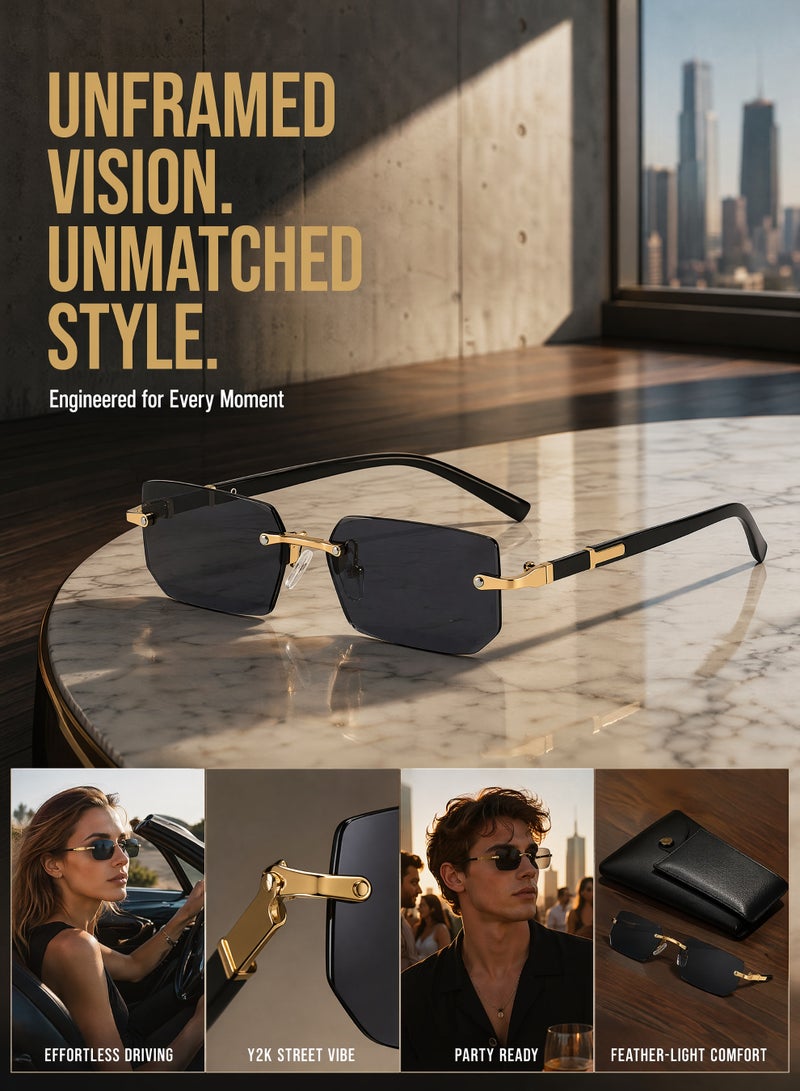 Retro Personalized Frameless Fashion Trend UV Protection Sunglasses Unisex - Image 3
