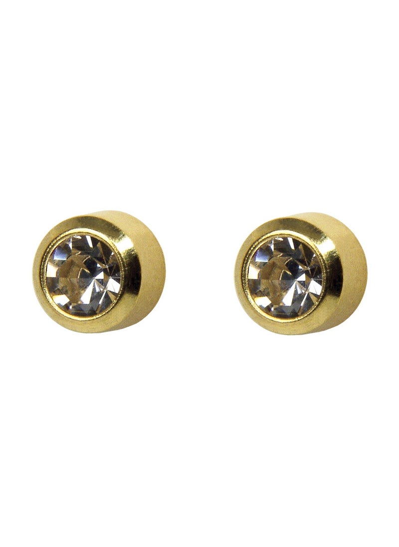 MediSystem Sterilized Earring 24K Gold Plated Bezel 2mm Crystal Stone dozen (12 pieces)  - Image 1