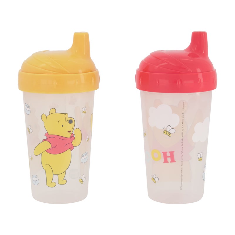 Disney Toddler Sippy Cups for Girls/Boys | 10 Ounce Winnie The Pooh Sippy Cup Pack of Two with Straw and Lid | Durable Blue Leak Proof Travel Water Bottle for Toddlers - Image 1