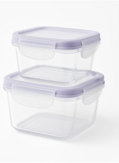 Plastic refrigerator food storage box set, airtight lid, 2 pieces, different sizes (300ml-530ml), safe for use in the microwave and deep freezer