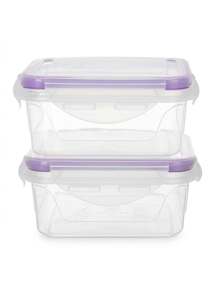 favilla Plastic refrigerator food storage container set, airtight lid, 2 pieces in different sizes (300ml-530ml), microwave and freezer safe - Code 1312 - Image 2