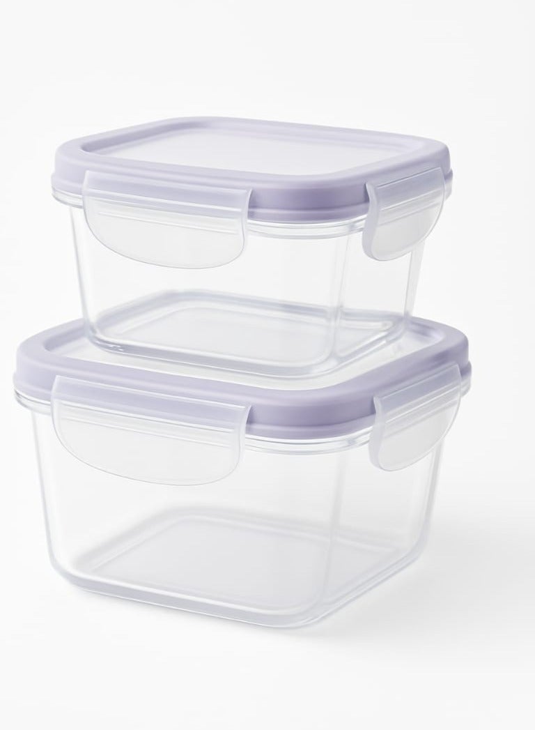 favilla Plastic refrigerator food storage container set, airtight lid, 2 pieces in different sizes (300ml-530ml), microwave and freezer safe - Code 1312 - Image 2