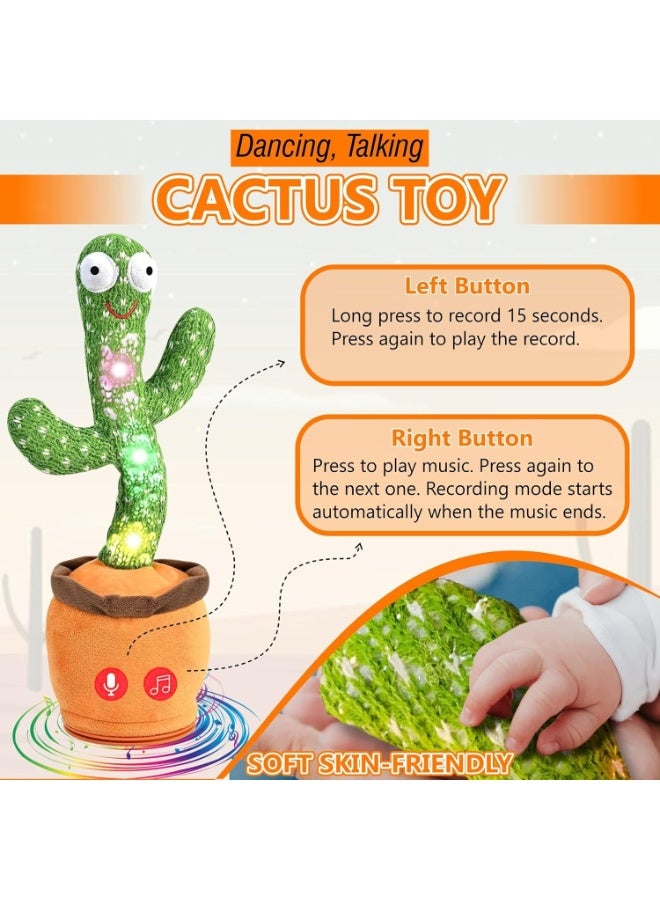 WAHA TOYS Dancing Cactus Toy with Singing, Talking & Mimicking Light Up Plush Toy Repeats What You Say Musical Baby Toy Gift for Boys & Girls - Image 5
