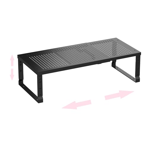 Asiingkel Metal Stackable Expandable Storage Shelf - Multi-Functional Home Storage Shelf, Suitable for Kitchen, Cabinet，Bathroom, Office, Garage, etc.（1PACK/Black/Large - Image 1