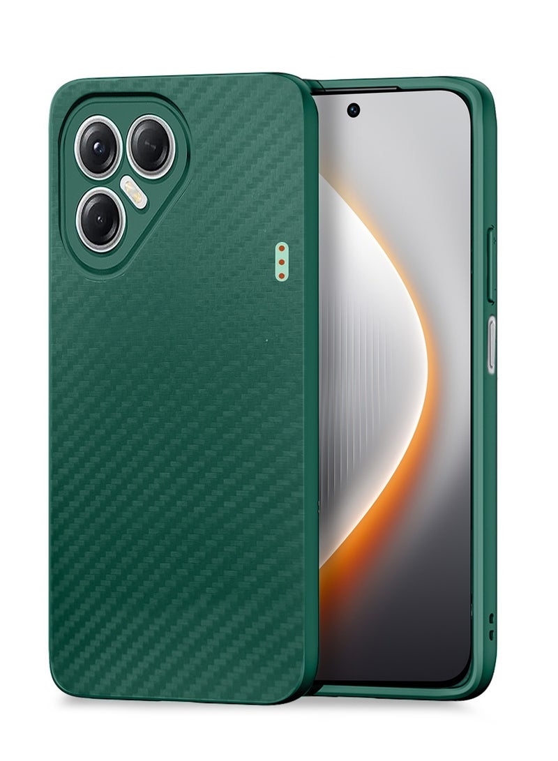 Wtech Tecno Pova 7 5G 2025 Liquid Silicone Carbon Fiber Texture Case Cover (MCFPSN) - Dark Green - Image 1