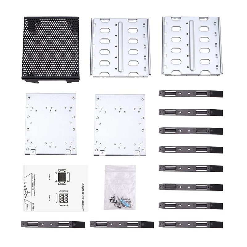 Calidaka Hard Drive Cage,Galvanized Steel Plate + ABS Plastic Cage Hard Drive Tray Rack with Fan Space,Adapter Rack Bracket for Computer SATA 5.25in to 5X 3.5 - Image 2