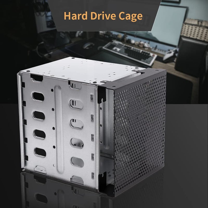 Calidaka Hard Drive Cage,Galvanized Steel Plate + ABS Plastic Cage Hard Drive Tray Rack with Fan Space,Adapter Rack Bracket for Computer SATA 5.25in to 5X 3.5 - Image 4