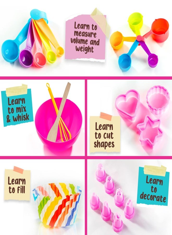 GirlZone Kids Baking Set for Girls - Multicolor, 40-Piece - Girls Baking Kit & Little Baker Set with Apron & Baker Outfit, Whisk, Cookie Cutters, Tools & Recipe Book - Image 5