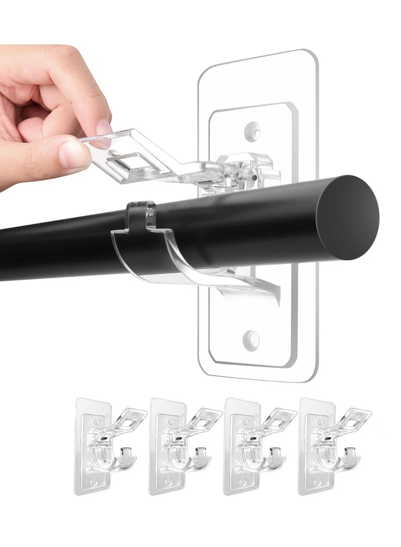 Oasisgalore 4-Pack No Drill Needed Curtain Rod Holders Brackets，Multipurpose Stick on Curtain Rod Hooks  - Image 1