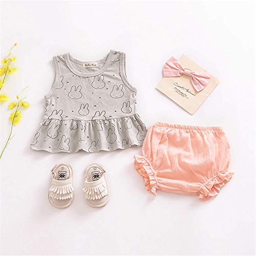 Noubeau Newborn Toddler Baby Girls Kids Cotton Linen Bloomer Shorts Diaper Cover (Pink, 9-12M) - Image 3