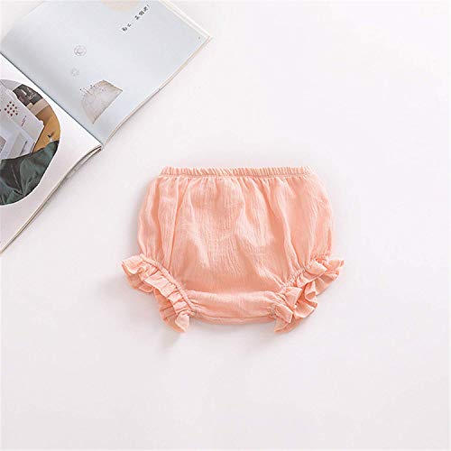 Noubeau Newborn Toddler Baby Girls Kids Cotton Linen Bloomer Shorts Diaper Cover (Pink, 9-12M) - Image 2