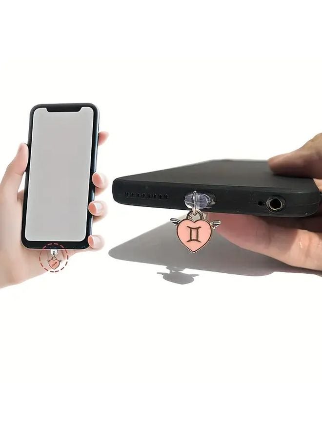 Aries Zodiac Angel Wings Cell Phone Dust Plug Charm For IPhone 6 14 Charging Port - Image 5