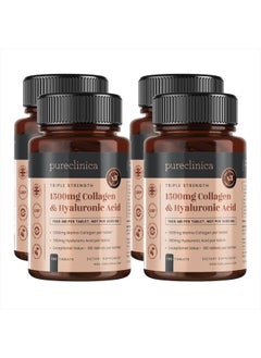pureclinica 1500mg x 720 Tablets. 1200mg of UltraColl Collagen & 300mg of Hyaluronic Acid per Tablet. (4 Bottles of 180 Tablets - 2 Years Supply)  - Image 1