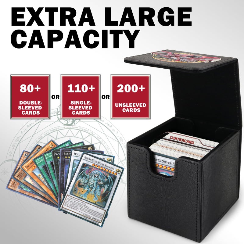 sabermaster Card Deck Box for YGO MTG 3D sculpted relief Deck Box 110 Card Storage Box Trading Games Leather Storage with divider (Sky Dragon Colored) - Image 3