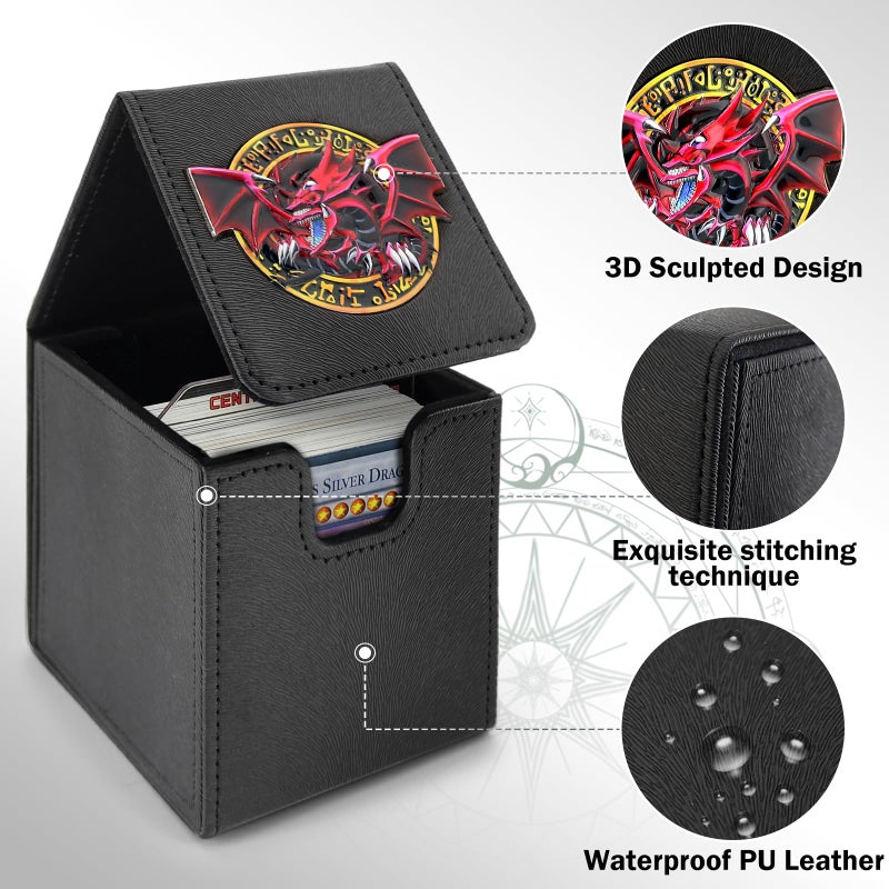 sabermaster Card Deck Box for YGO MTG 3D sculpted relief Deck Box 110 Card Storage Box Trading Games Leather Storage with divider (Sky Dragon Colored) - Image 4