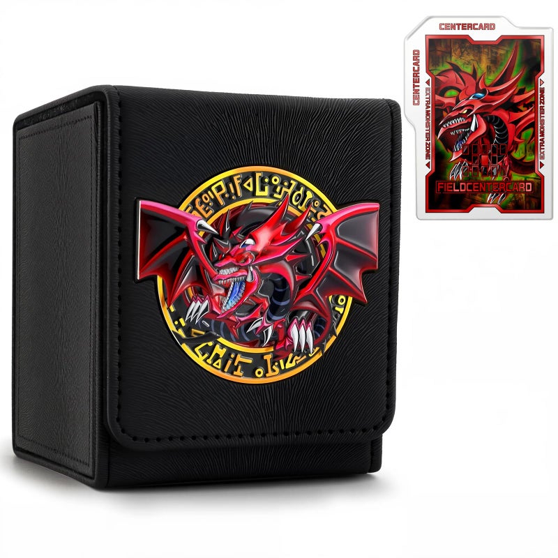 sabermaster Card Deck Box for YGO MTG 3D sculpted relief Deck Box 110 Card Storage Box Trading Games Leather Storage with divider (Sky Dragon Colored) - Image 1