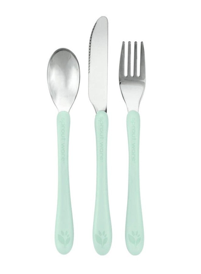 Green Sprouts® Stainless Steel & Sprout Ware® Kids' Cutlery, 12mo+, Plant-Plastic, Dishwasher Safe, Ergonomic, Tested for Hormones - Light Sage