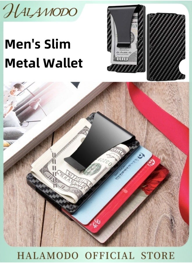 HALAMODO - Men's Slim Metal Wallet Minimalist Tactical Wallet Credit Aluminum Card Holder Money Clip & Cash Strap Thin Smart Wallet Front Pocket Wallet for Gentlemen - Image 1
