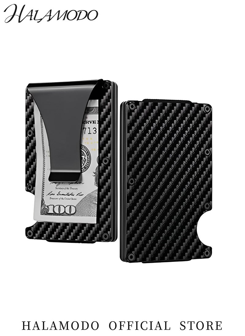 HALAMODO - Men's Slim Metal Wallet Minimalist Tactical Wallet Credit Aluminum Card Holder Money Clip & Cash Strap Thin Smart Wallet Front Pocket Wallet for Gentlemen - Image 1