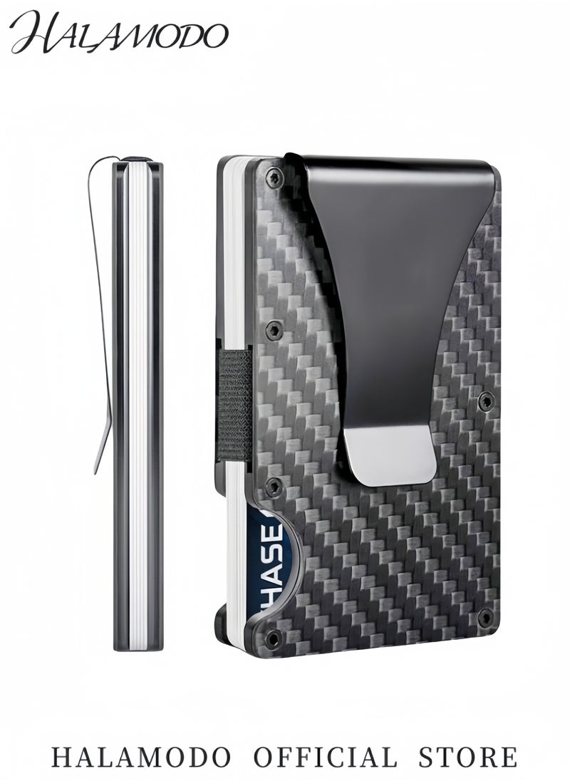 HALAMODO - Men's Slim Metal Wallet Minimalist Tactical Wallet Credit Aluminum Card Holder Money Clip & Cash Strap Thin Smart Wallet Front Pocket Wallet for Gentlemen - Image 1