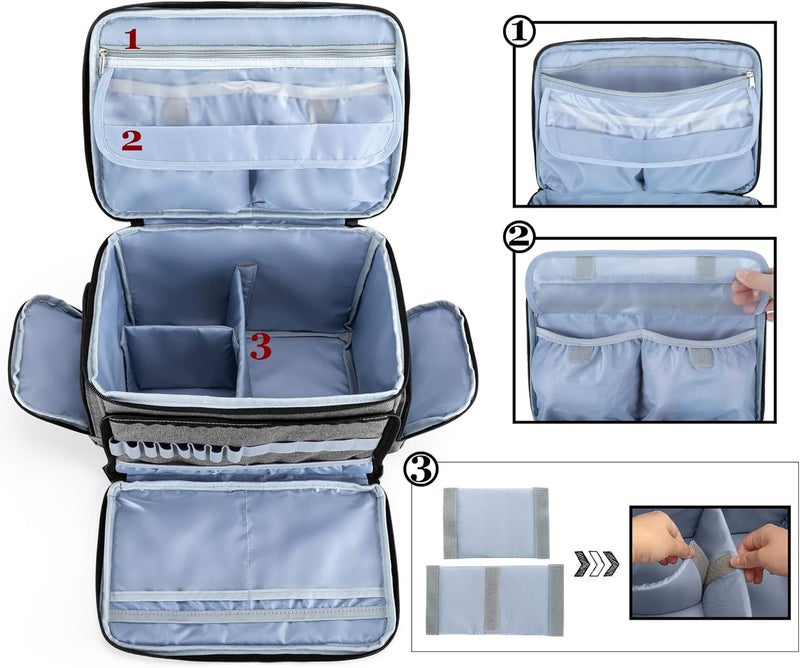 LUXJA High Capacity Sewing Accessories Organizer (Bag ONLY), Sewing Supplies Organizer with Shoulder Strap (Patent Design), Gray - Image 2