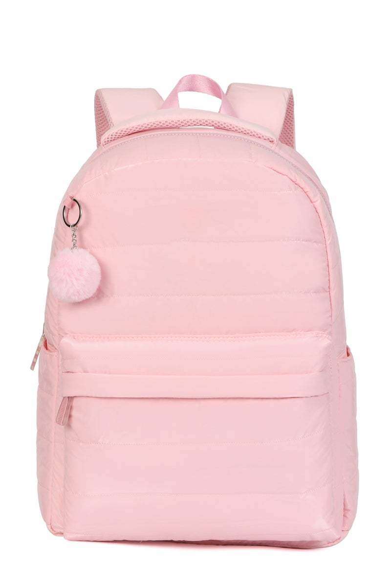 Pink Quilted Fabric School School Bagpack Set – Lightweight Backpack with Lunch Box & Pencil Case, Durable, Stylish Design for Girls, Adjustable Straps for Kids - Image 2