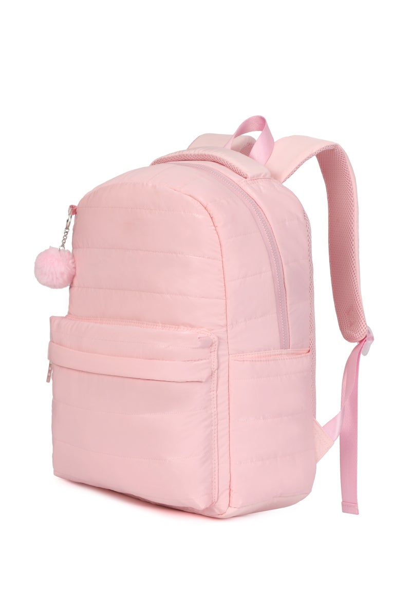 Pink Quilted Fabric School School Bagpack Set – Lightweight Backpack with Lunch Box & Pencil Case, Durable, Stylish Design for Girls, Adjustable Straps for Kids - Image 3