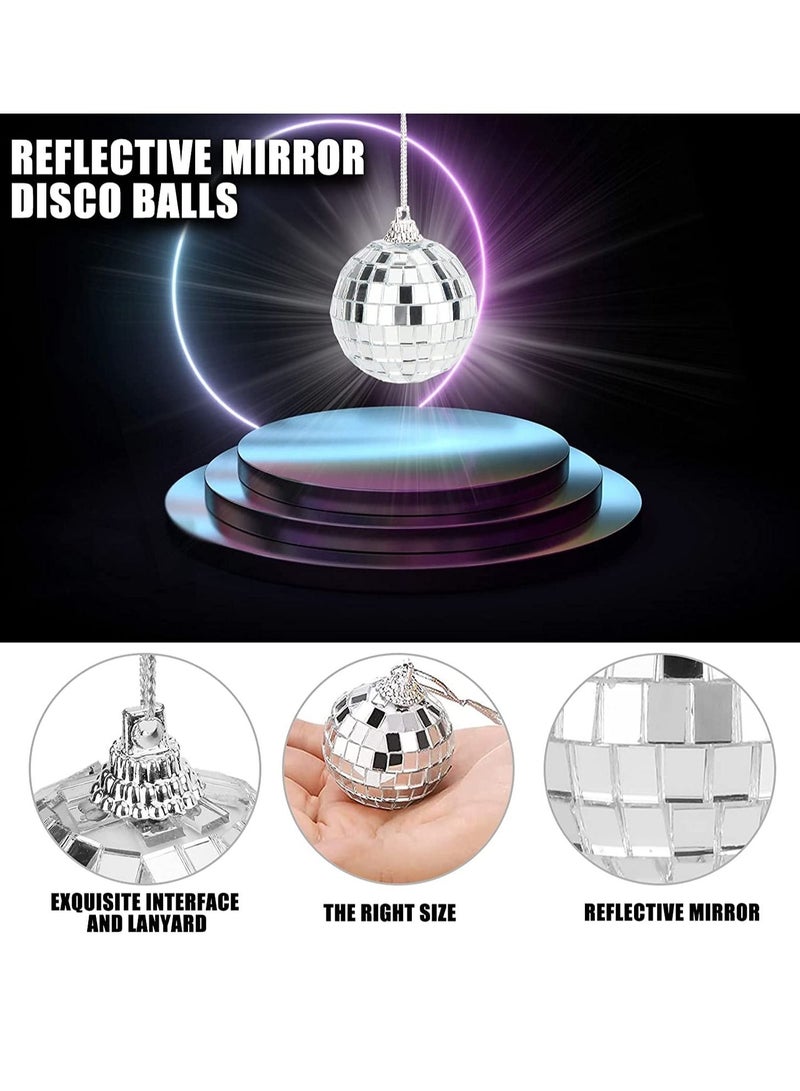 Excefore ديكور كرة ديسكو، 6 قطع من كرات مرآة عاكسة فضية لامعة مع سلسلة تعليق للحفلات، وأعياد الميلاد، وحفلات الزفاف، وتزيين الحفلات العائلية ومستلزماتها، وإكسسوارات ديكور السقف والديسكو - Image 2