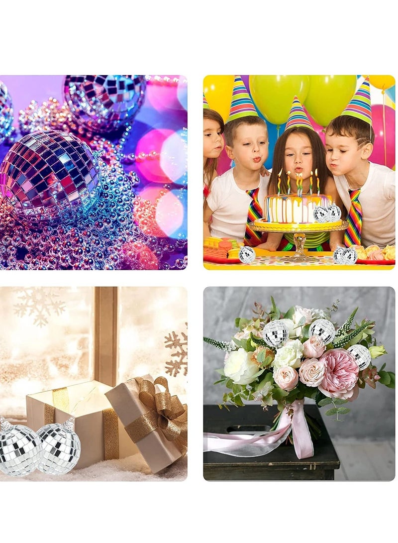 Excefore ديكور كرة ديسكو، 6 قطع من كرات مرآة عاكسة فضية لامعة مع سلسلة تعليق للحفلات، وأعياد الميلاد، وحفلات الزفاف، وتزيين الحفلات العائلية ومستلزماتها، وإكسسوارات ديكور السقف والديسكو - Image 3