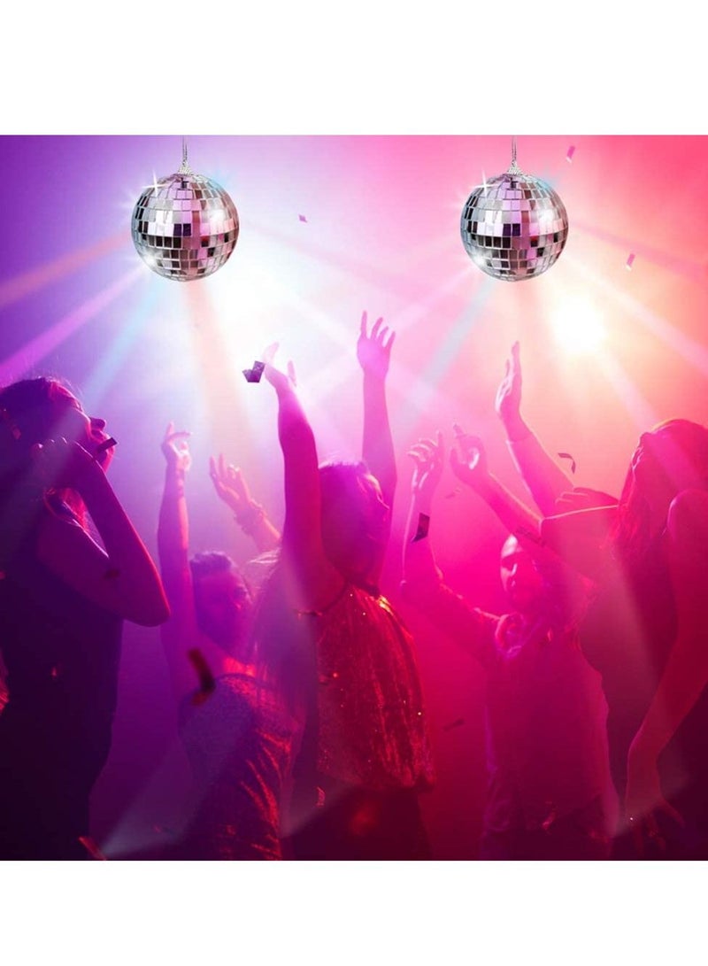 Excefore ديكور كرة ديسكو، 6 قطع من كرات مرآة عاكسة فضية لامعة مع سلسلة تعليق للحفلات، وأعياد الميلاد، وحفلات الزفاف، وتزيين الحفلات العائلية ومستلزماتها، وإكسسوارات ديكور السقف والديسكو - Image 4