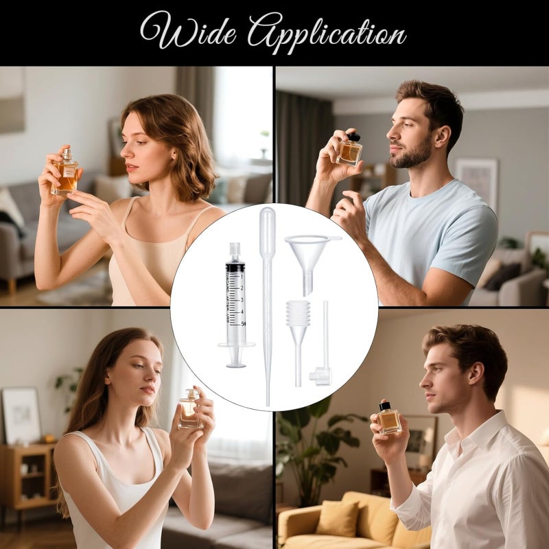 مجموعة أدوات استبدال لتعبئة العطور، تشمل أداة نقل زجاجات العطور البلاستيكية، عبوة سفر، عينة من الكولون، مجموعة أدوات احتياطية. شفاف. 10 قطع - Image 5