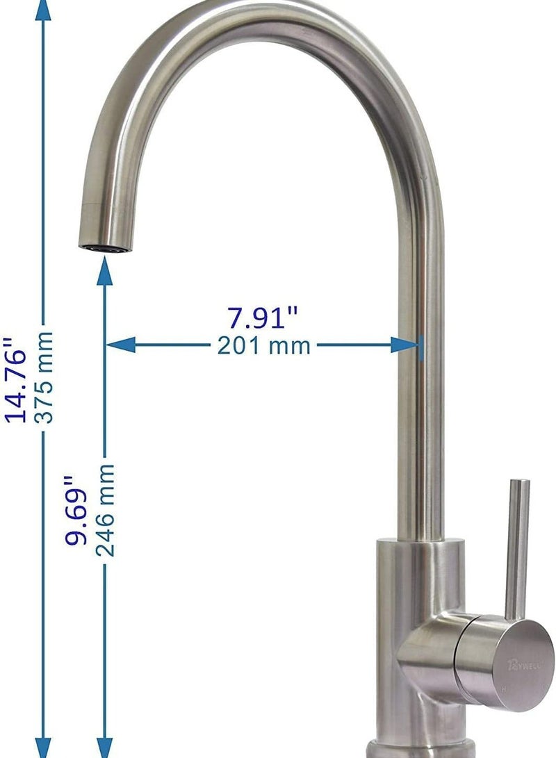PuriPro Puri Pro Sink Mixer Hot and Cold Kitchen Faucet Stainless Steel Bathroom Single Lever Tap - Image 4