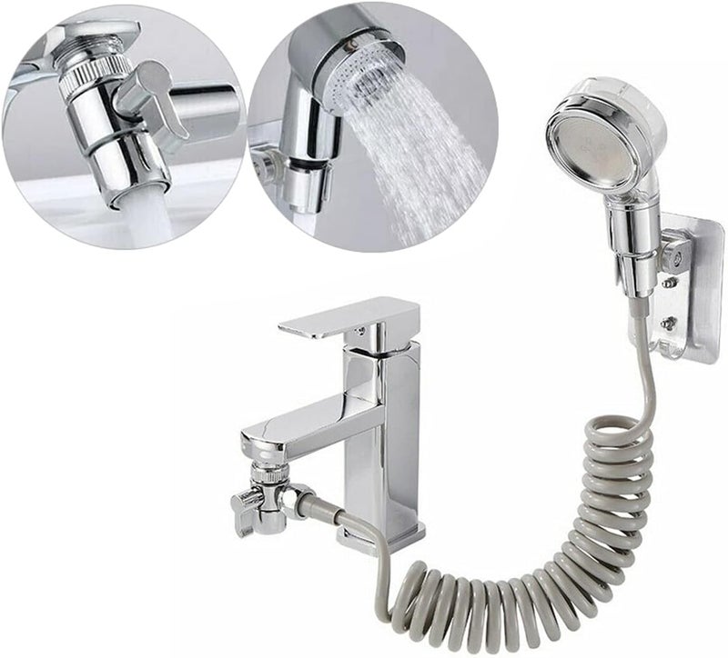 Suicune 360 Rotating Sink Faucet Hose Shower Sprayer Attachment for Hair Washing Pet Shower Water Saving Bathroom Bathtub Kitchen Faucet Utility Laundry Tub - Image 1
