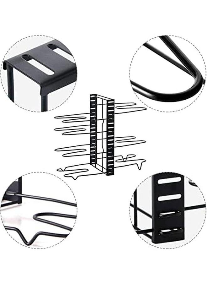 Eesyy Adjustable Pot Pan Organizer Rack Pot Holder Cookware Pot Lid Rack With 3 Diy Methods U Shape Groove 8 Tiers Pan Organizer Holder Black  - Image 3