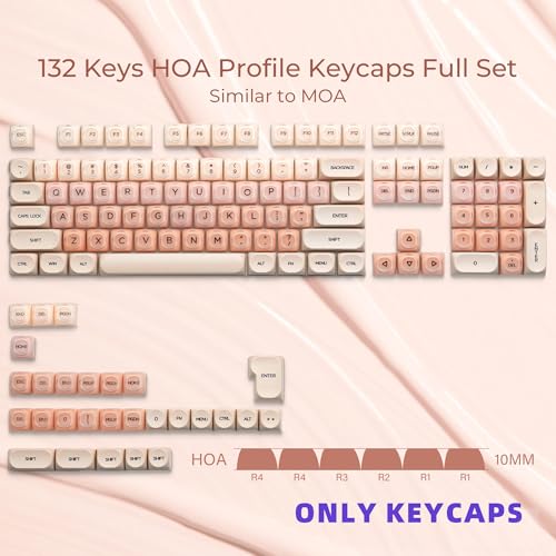 OHY Jelly Keycaps, XVX HOA Profile 132-Key PBT+PC Shine-Through Keycap Set, Cute Custom Gradient Keycaps for Mechanical Keyboards with MX Switches - Flesh Pink (Only Keycap, No Keyboard) - Image 3