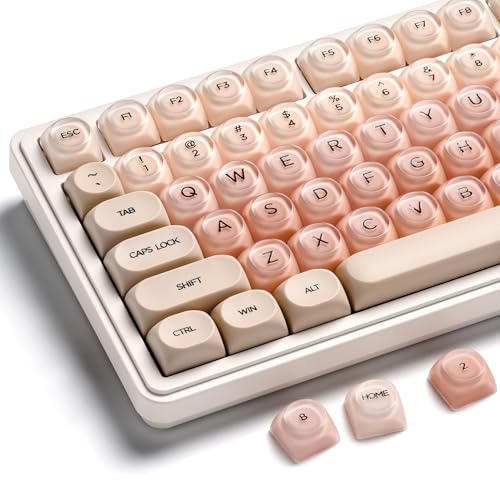 OHY Jelly Keycaps, XVX HOA Profile 132-Key PBT+PC Shine-Through Keycap Set, Cute Custom Gradient Keycaps for Mechanical Keyboards with MX Switches - Flesh Pink (Only Keycap, No Keyboard) - Image 1