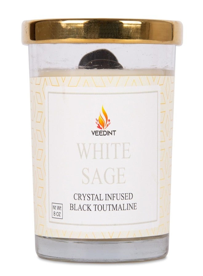 Veedint Candle Scented Candles, Jar Candle, Burn Time - 24 hrs, Metal Lid, 2 - Wick, Crystal Infused - White Sage - Image 4