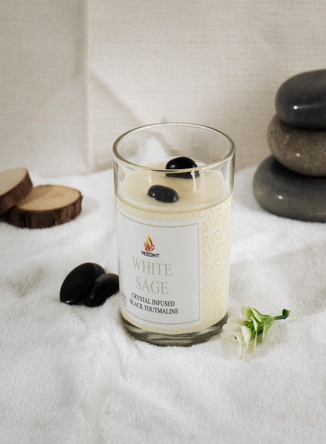 Veedint Candle Scented Candles, Jar Candle, Burn Time - 24 hrs, Metal Lid, 2 - Wick, Crystal Infused - White Sage - Image 2