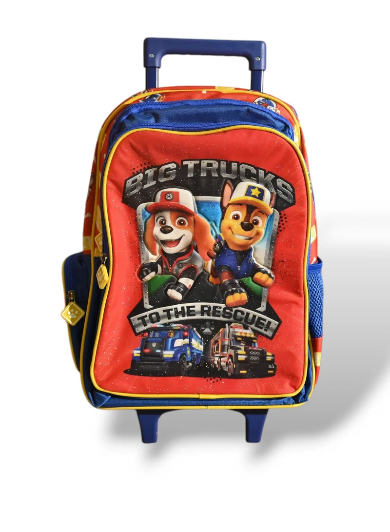 PAW PATROL Paw Patrol Big Trucks Rolling Backpack, Kids School Trolley Bag with Wheels, Red and Blue