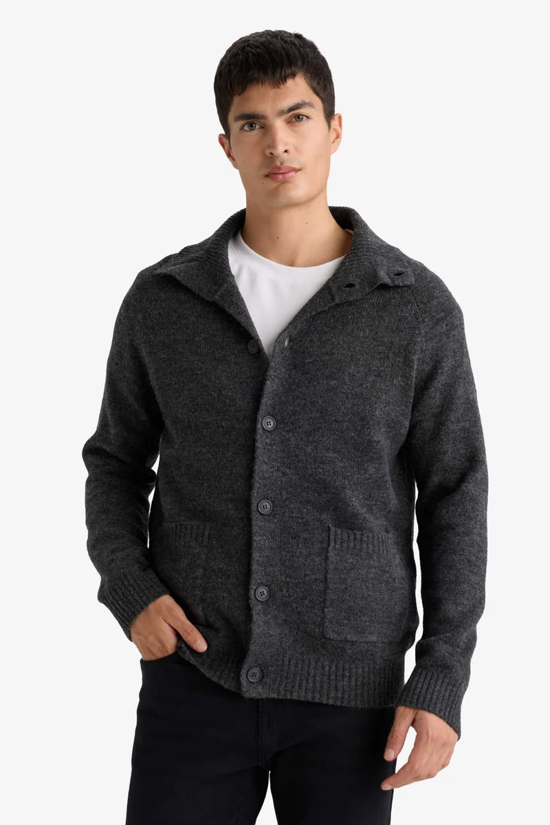 Defacto  Standard Fit Turtleneck Knitwear Cardigan for Men | Best Price UAE