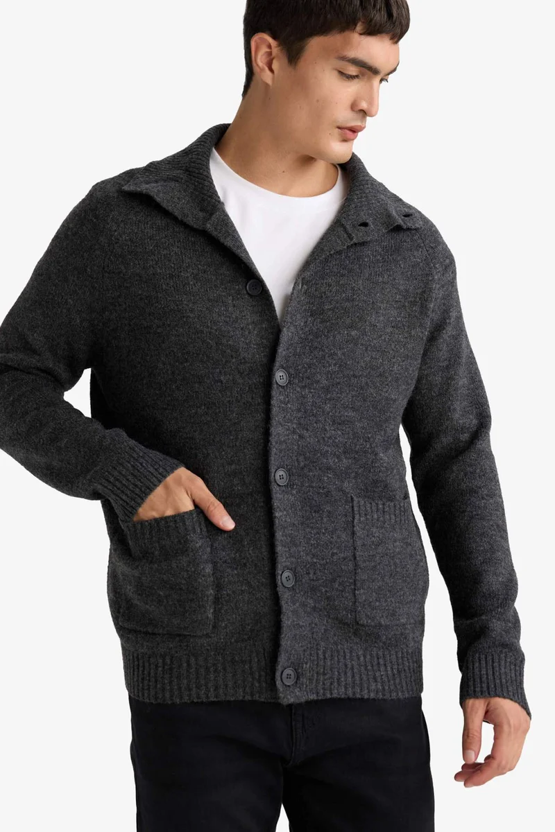 Standard Fit Turtleneck Knitwear Cardigan