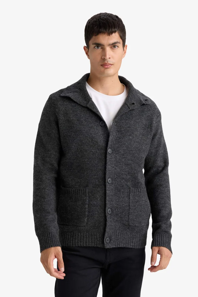 Defacto  Standard Fit Turtleneck Knitwear Cardigan for Men | Best Price UAE