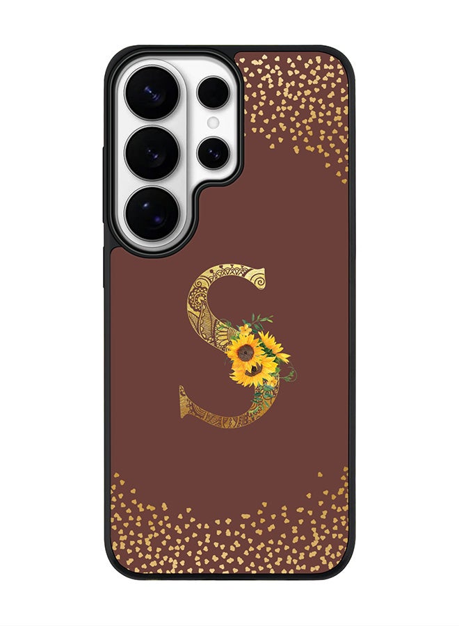 For Samsung Galaxy S26 Ultra Case, [Compatible with MagSafe] Slim Magnetic cover Phone Case - Custom Floral Monogram - S  (Brown )