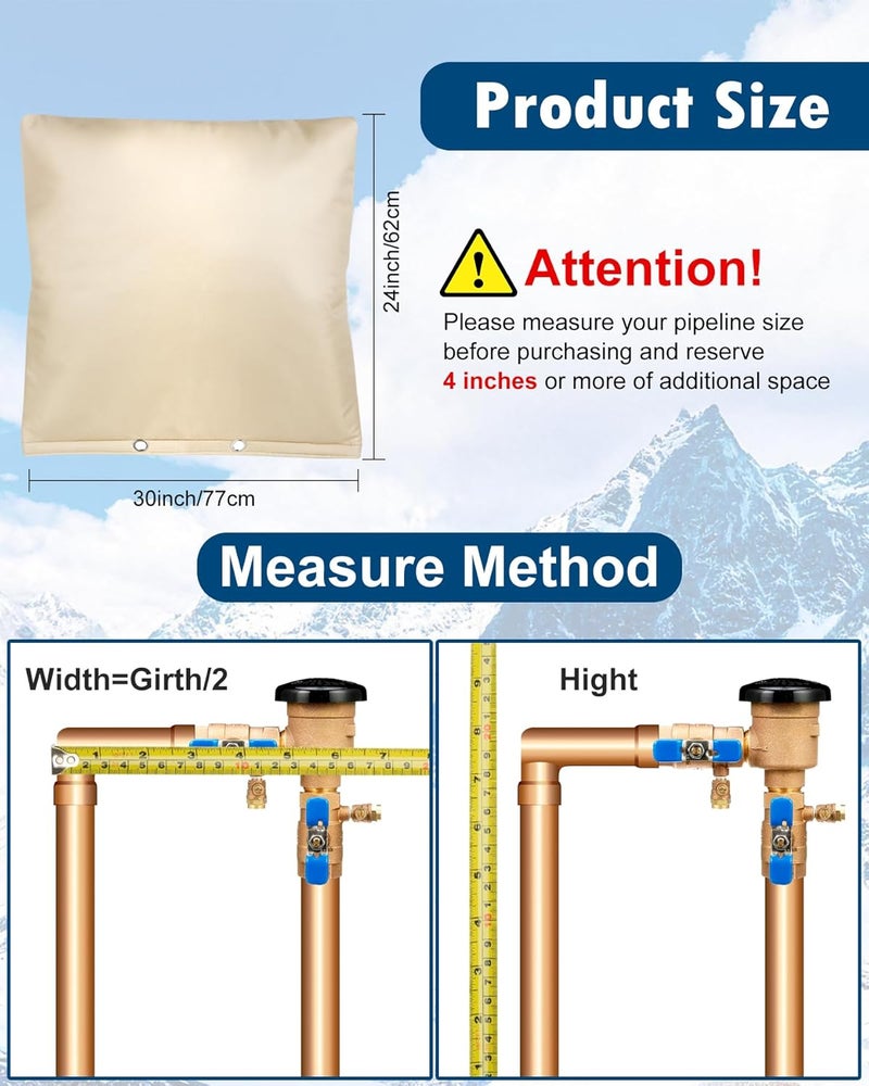 Actgan 30"X24" 5 Layers Outdoor Pressure Vacuum Breaker, Well Pump, Sprinkler Valve, Faucet Cover for Winter Freeze Protection (5F), Beige - Image 2