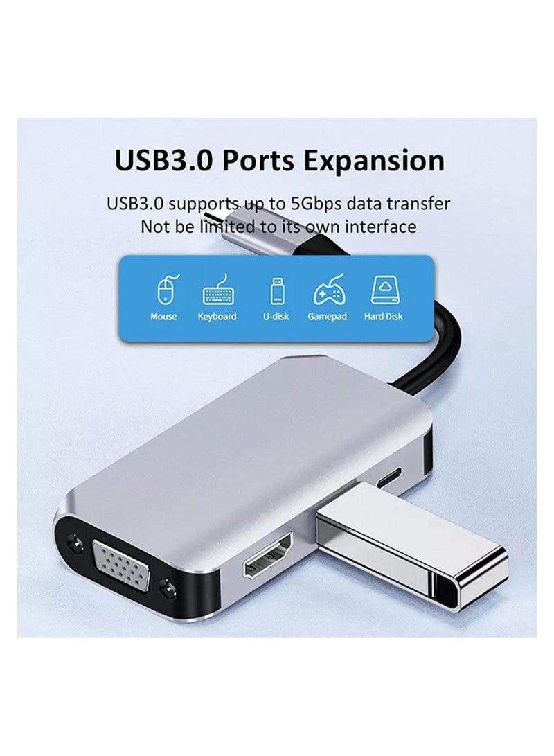 Captaintech SYOSI 4 in 1 USB Type C Hub Splitter Station,  Docking Dongle Multiport Adapter, Have UHD HDMI 4K@30Hz, VGA 1080P@60Hz, USB 3.0, USB C Fast Charging, 5Gbps Compatible with MacBook, iPad, Samsung, De - Image 4