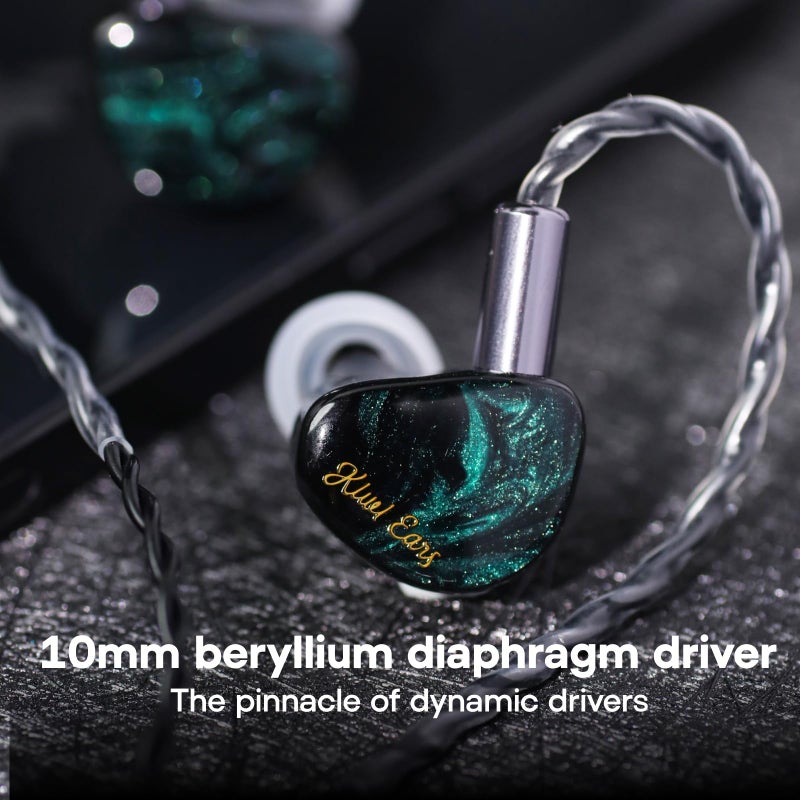 Linsoul Kiwi Ears Cadenza 10mm Beryllium Dynamic Driver IEM 3D Printed with Detachable Interchangeable Plug 0.78 2pin 3.5mm IEM Cable for Musician Audiophile (Green) - Image 4