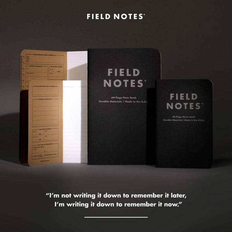 Field Notes 3-Pack Pitch Black Memo Books (3.5" X 5.5"), Dot-Graph, 48 Pages | Thin Pocket Sized EDC Notebook With 90 GSM Paper & Paperback Cover | Work Notebooks For Note Taking | Made in the USA - Image 5