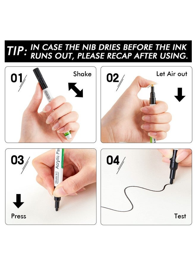 Shuttle Art Black Paint Pens20 Pack Fine Tip Acrylic Paint Penswaterbased Quick Dry Paint Markers For Rockwoodmetalplasticglasscanvasceramic - Image 3