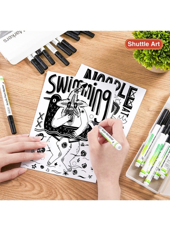 Shuttle Art Black Paint Pens20 Pack Fine Tip Acrylic Paint Penswaterbased Quick Dry Paint Markers For Rockwoodmetalplasticglasscanvasceramic - Image 4